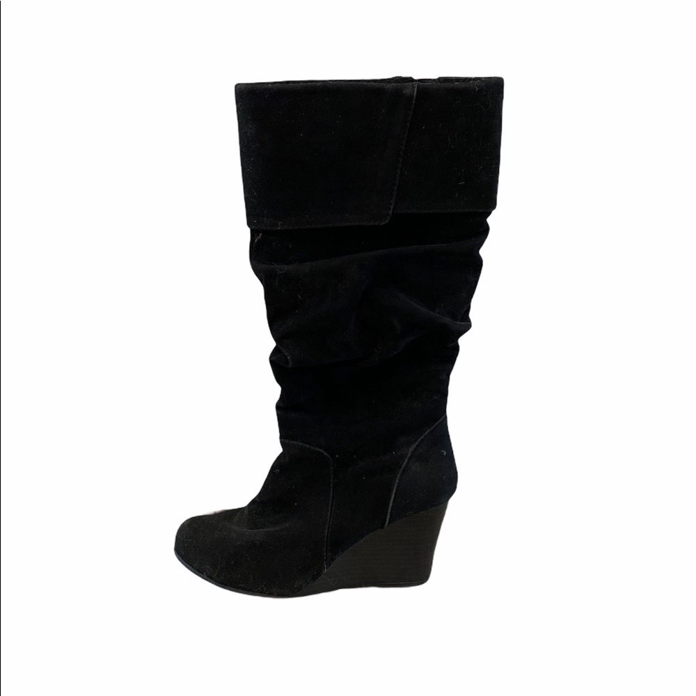 SO- Knee High Fold Over Faux Suede Boots
